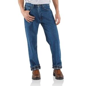 Carhartt Flannel Lined Straight Relaxed Fit Jeans B172 DST Mens Size 35x32 NEW